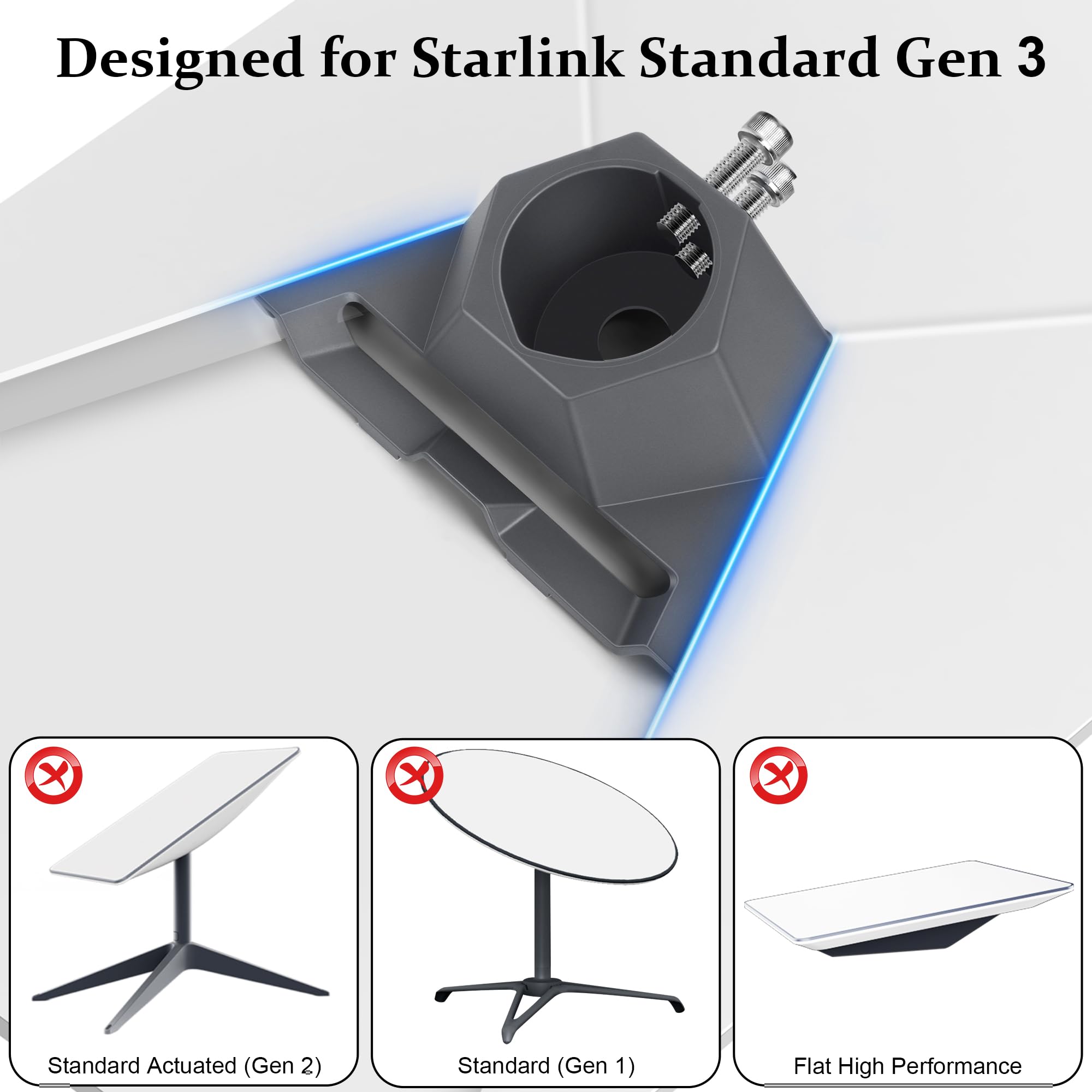 1.25-2.5'와 호환되는 Starlink Gen 3를 위한 관 접합기 산;파이프, Starlink V3 접시를 위한 중무 지옥 극 설치 장비 연결관, 두께지는 극 산 접합기 장비 부속품, 쉬운 설치 - xlinkcore