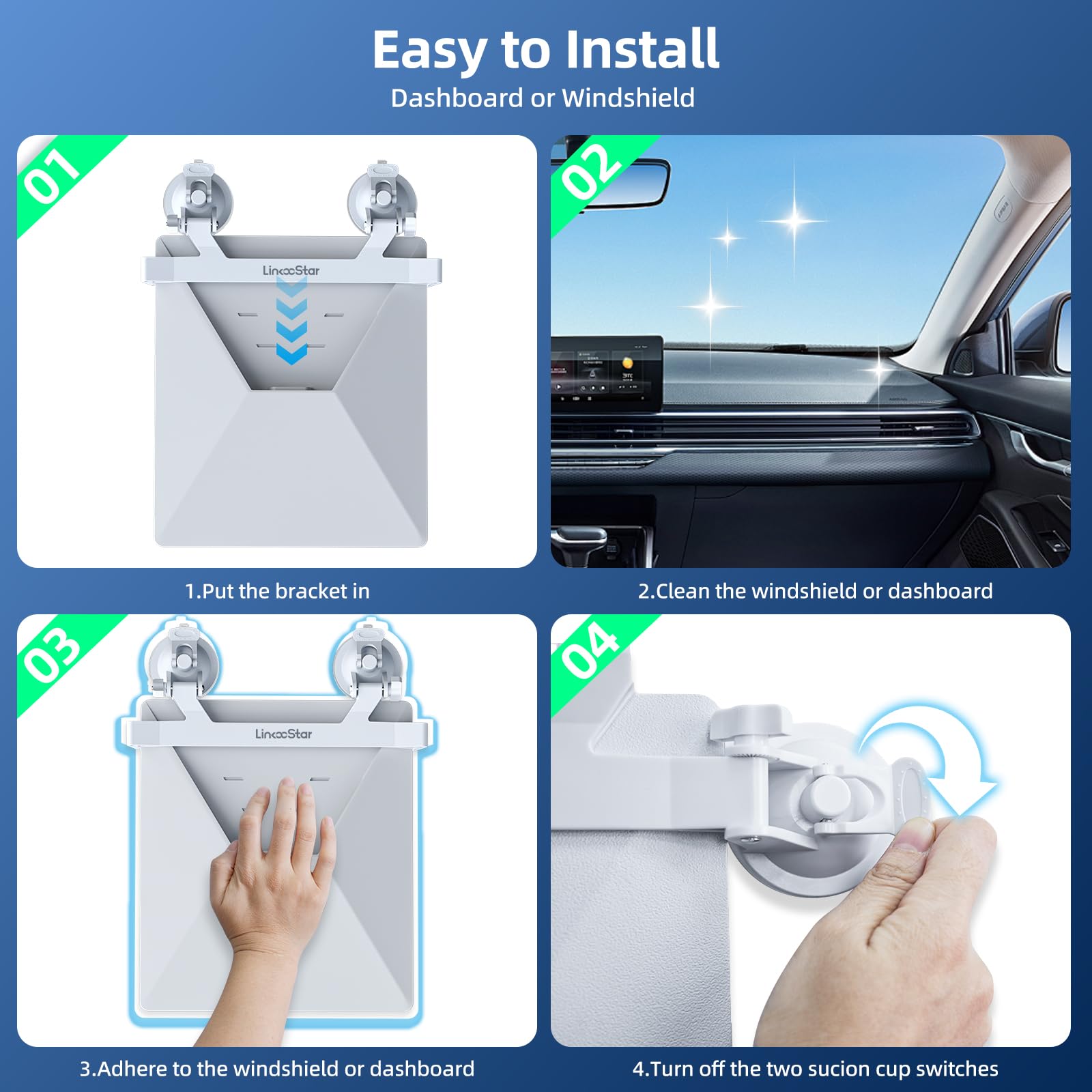 Voor Starlink Mini Car Mount Voor Dashboard, Starlink Mini Suction Cup Mount Voor Dashboard & Voorruit, Veilige Montage Kit Voor De Meeste Voertuigen En Zorgt Voor Stabiel Rijden En Satelliet Signaal - xlinkcore