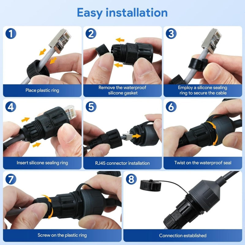 Dla Starlink Flat High Performance Extension Do Kabla RJ45, Adapter Ethernet Do Starlink Flat High Performance 22AWG, Wodoodporne Złącze SPX RJ45 Z Czapkami Końcowymi (2 Pakiety) - xlinkcore