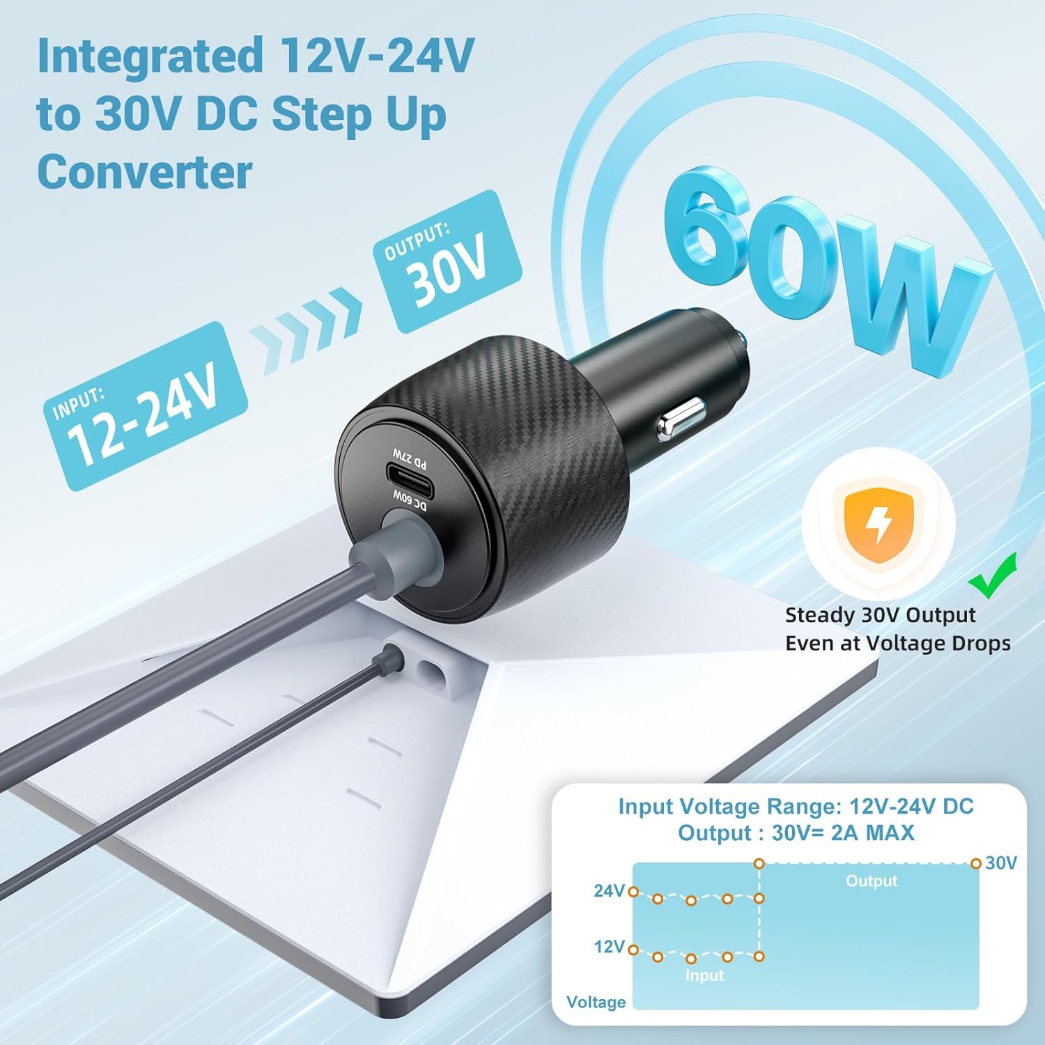 Adaptador De Carro Starlink Mini, Conversor De 12V A 24V, Adaptador De Isqueiro De Cigarro, Fonte De Alimenta&ccedil;&atilde;o Starlink Mini, 60W DC Booster - xlinkcore
