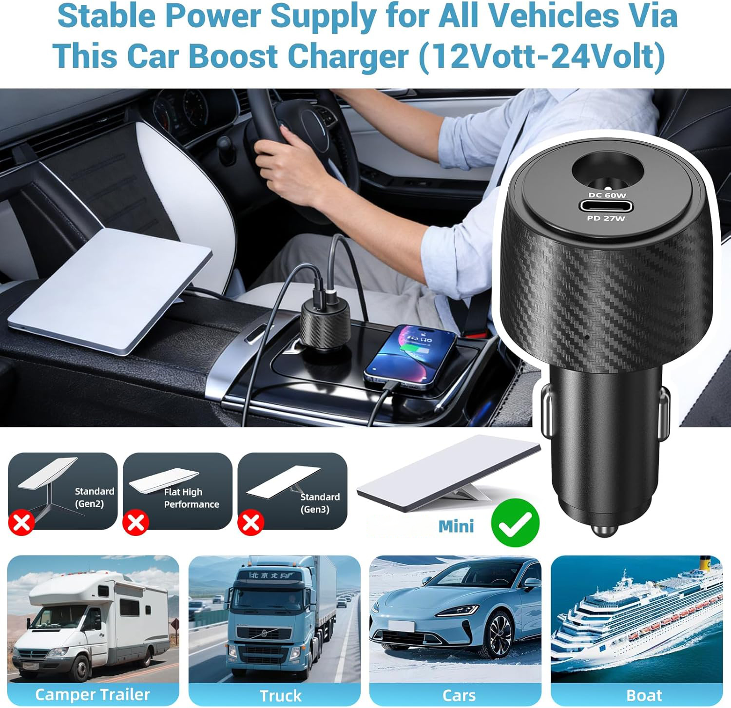 Adaptador De Carro Starlink Mini, Conversor De 12V A 24V, Adaptador De Isqueiro De Cigarro, Fonte De Alimenta&ccedil;&atilde;o Starlink Mini, 60W DC Booster - xlinkcore