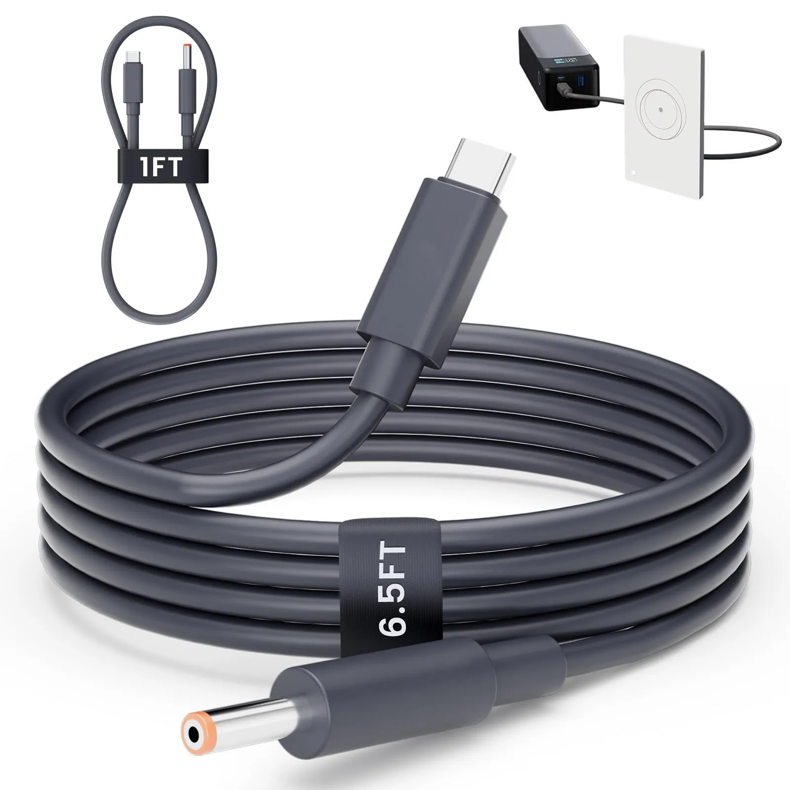 For Starlink Router Mini Cable 2 Pack (1FT 6.5FT) USB C to DC Power Cable Compatible with Mini Router, Plug and Play PD 9V Compatible Replacement for Starlink Internet Kit - xlinkcore