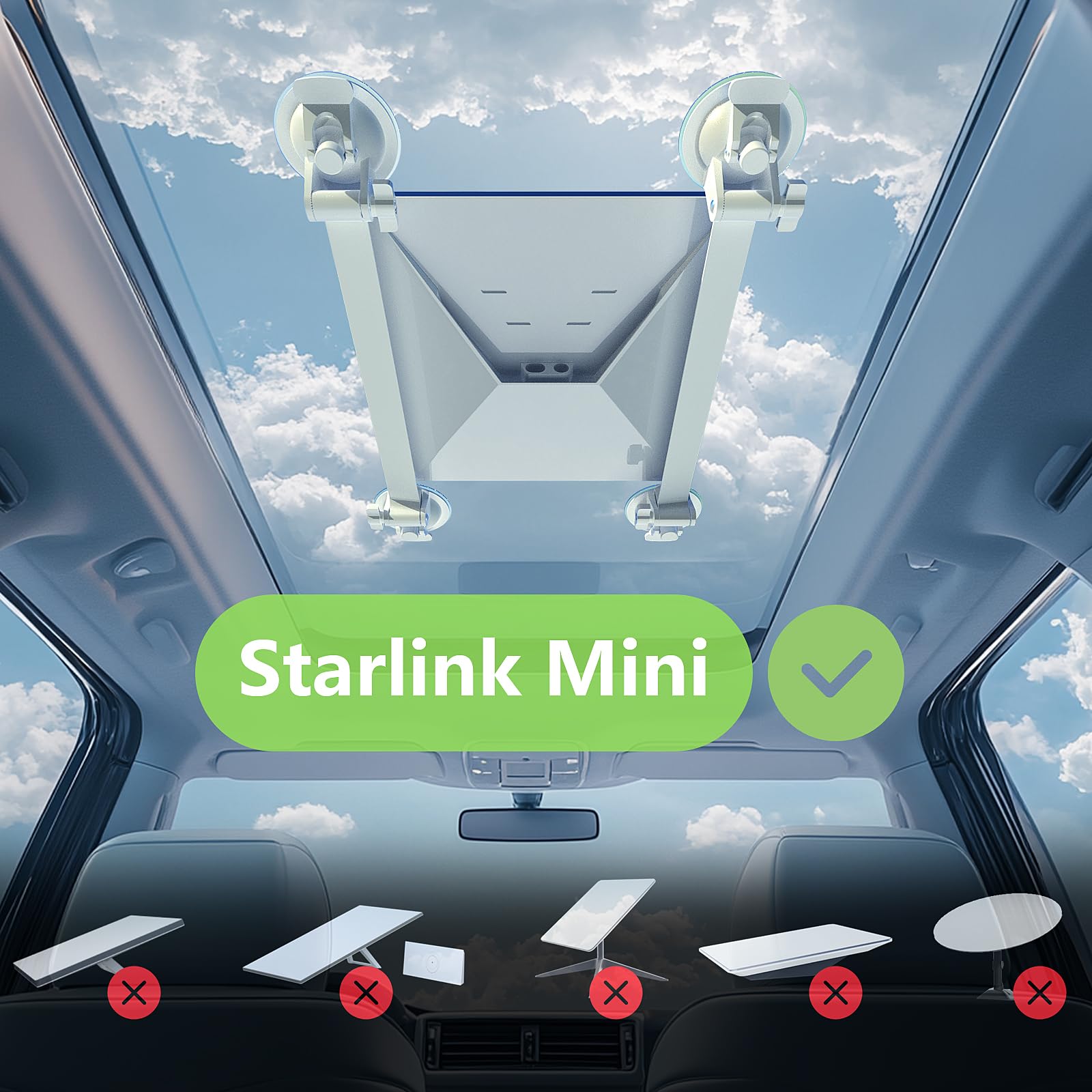 Para Starlink Mini Mount, Montagem Do Telhado Do Carro Com 4 Ventosas Fortes, Suporte De Montagem Ajust&aacute;vel E Dur&aacute;vel Para Starlink Mini - Garantir Sinal De Sat&eacute;lite Est&aacute;vel Para RV, Telhado, Parede, Barco E Uso Ao Ar Livre - xlinkcore