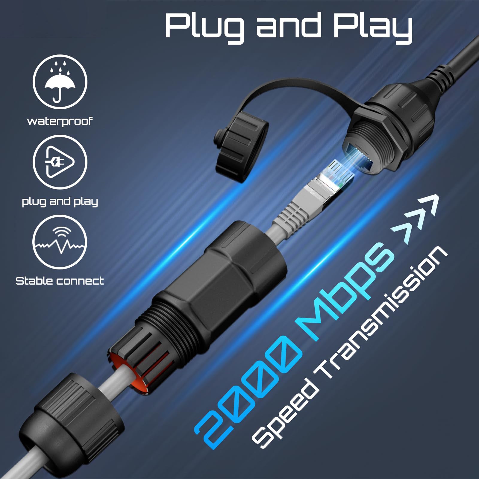  (2 Pakiety) Dla Kabla Adaptera Ethernet Starlink Enterprise Extension Do Kabla RJ45, Kabel Starlink 23AWG Wodoodporny Złącznik SPX-RJ45 Z Czapkami Końcowymi - xlinkcore